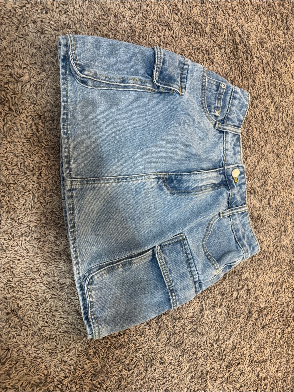English Factory Light Blue Denim Mini Skirt with Utility Pockets